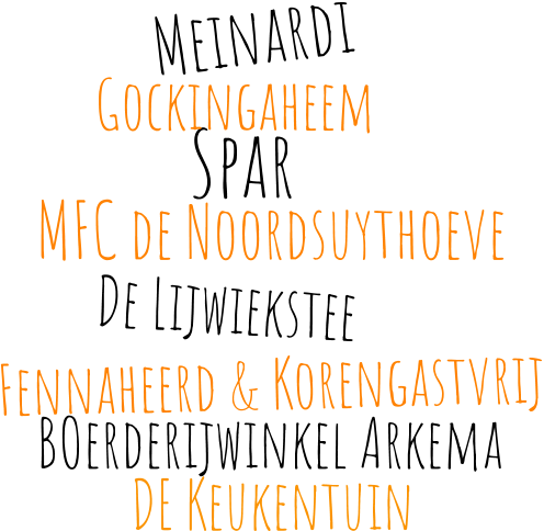 De Lijwiekstee Meinardi  Spar MFC de Noordsuythoeve  Fennaheerd & Korengastvrij Gockingaheem BOerderijwinkel Arkema DE Keukentuin